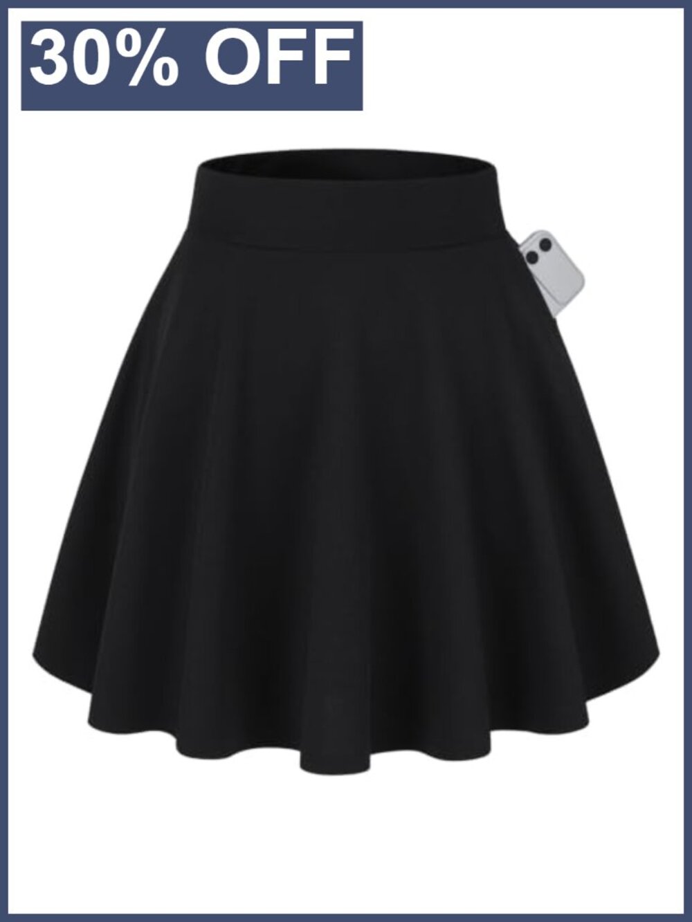 Flared Mini Skater Skirt with Pockets High Waist A-Line